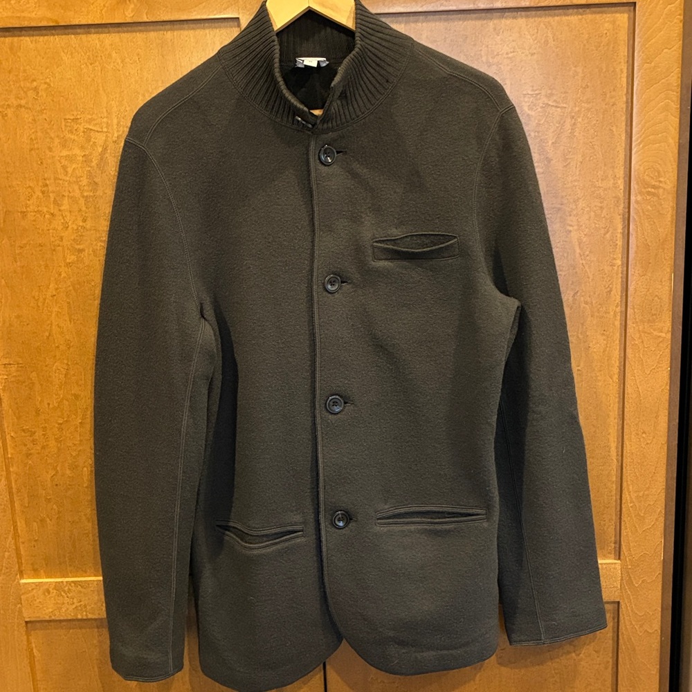 Armani Collezioni grey dark olive  Wool Mock collar Jacket light wear